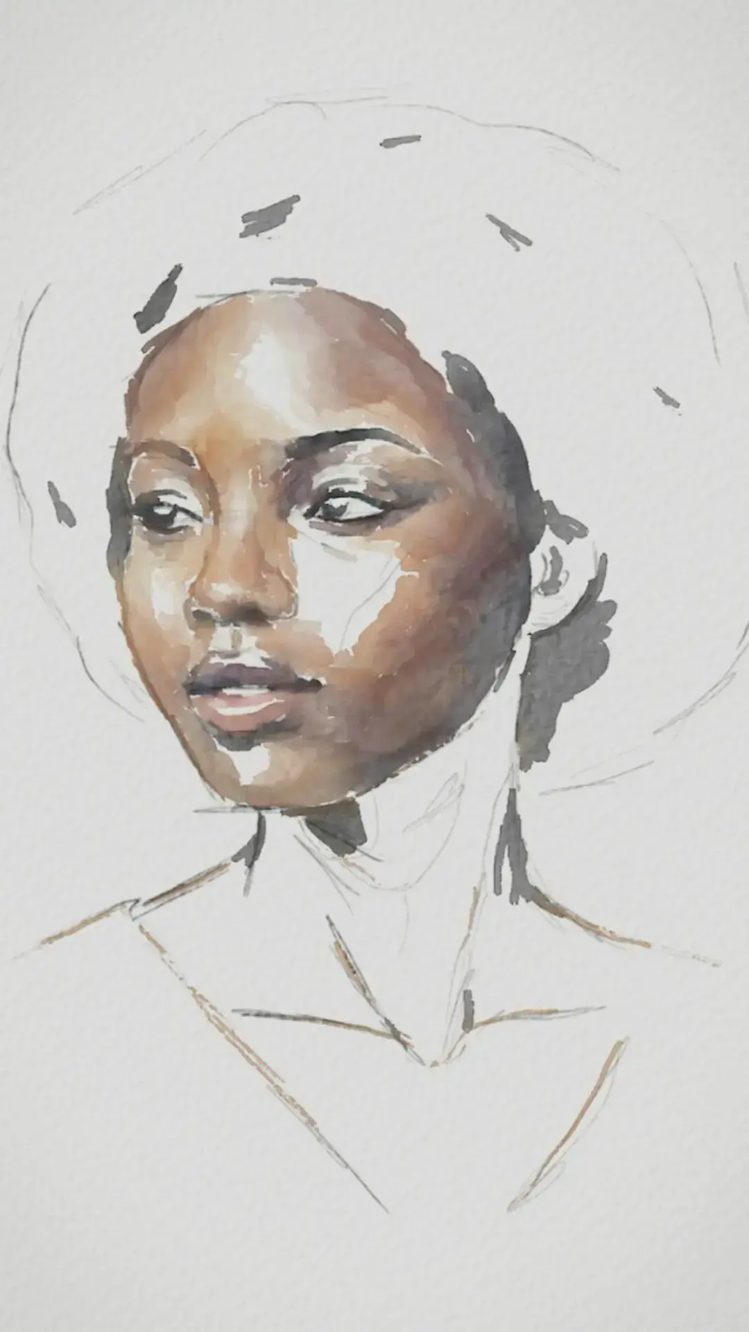 peindre le nez d’un portrait à l’aquarelle
