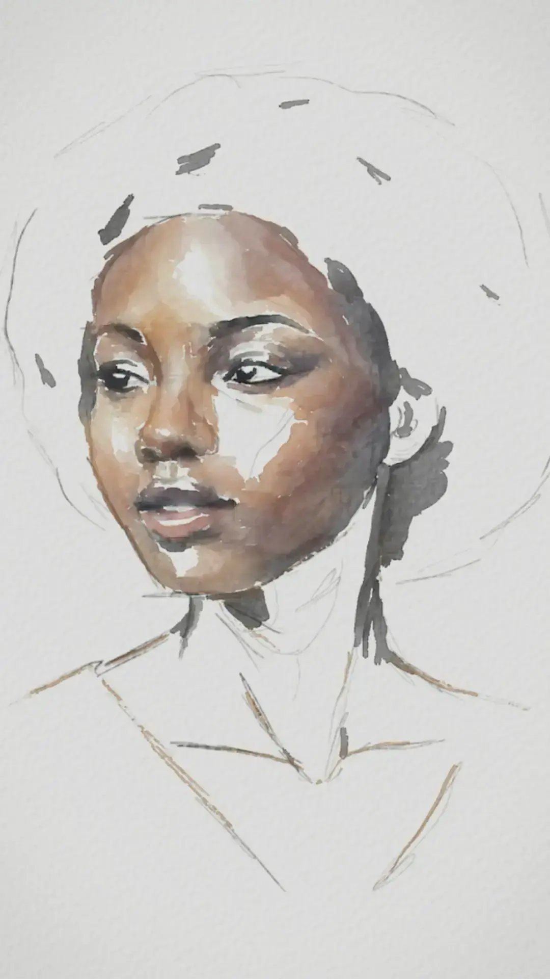 peindre les paupières d’un portrait à l’aquarelle