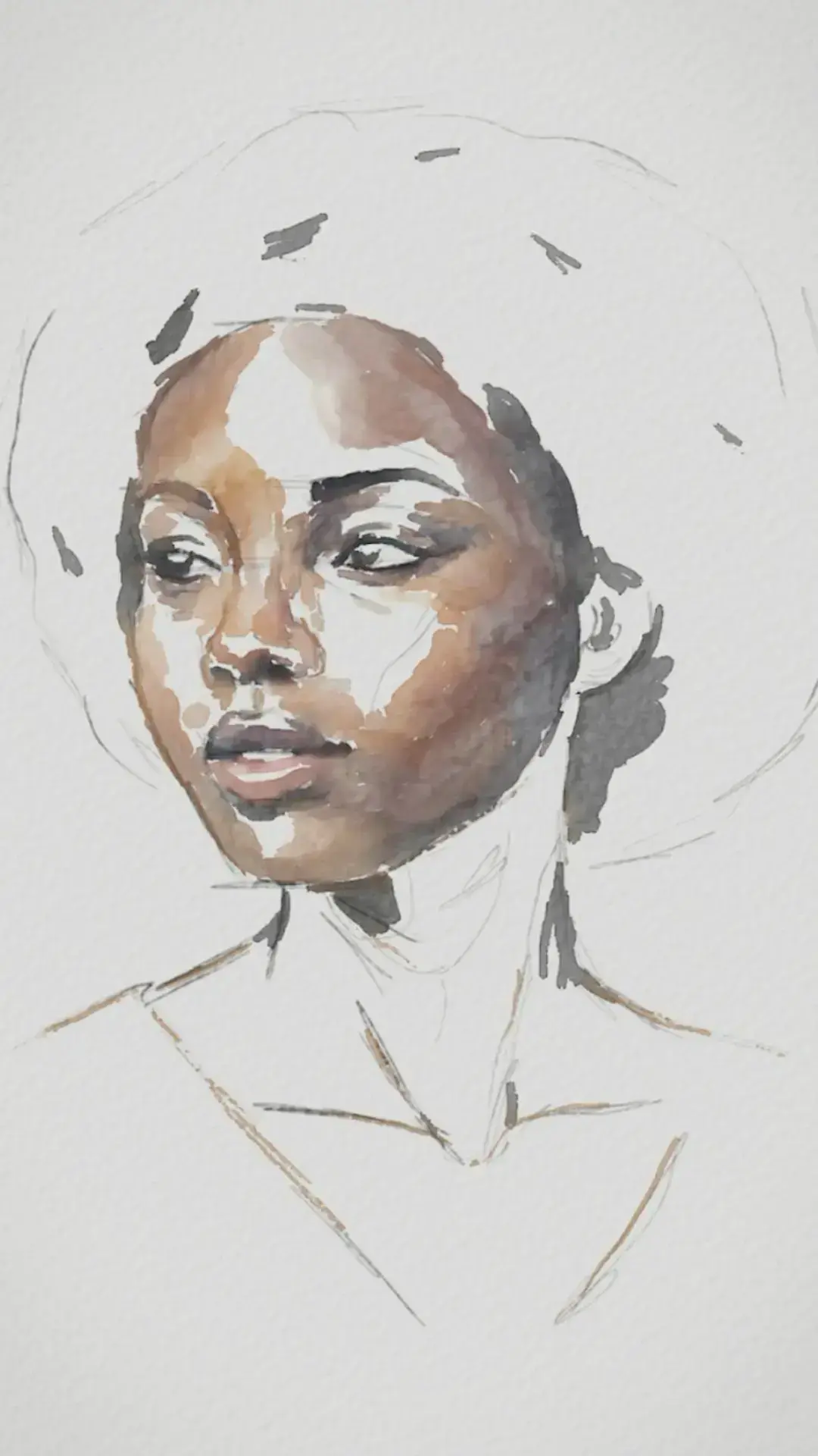 peindre les pommettes d’un portrait à l’aquarelle