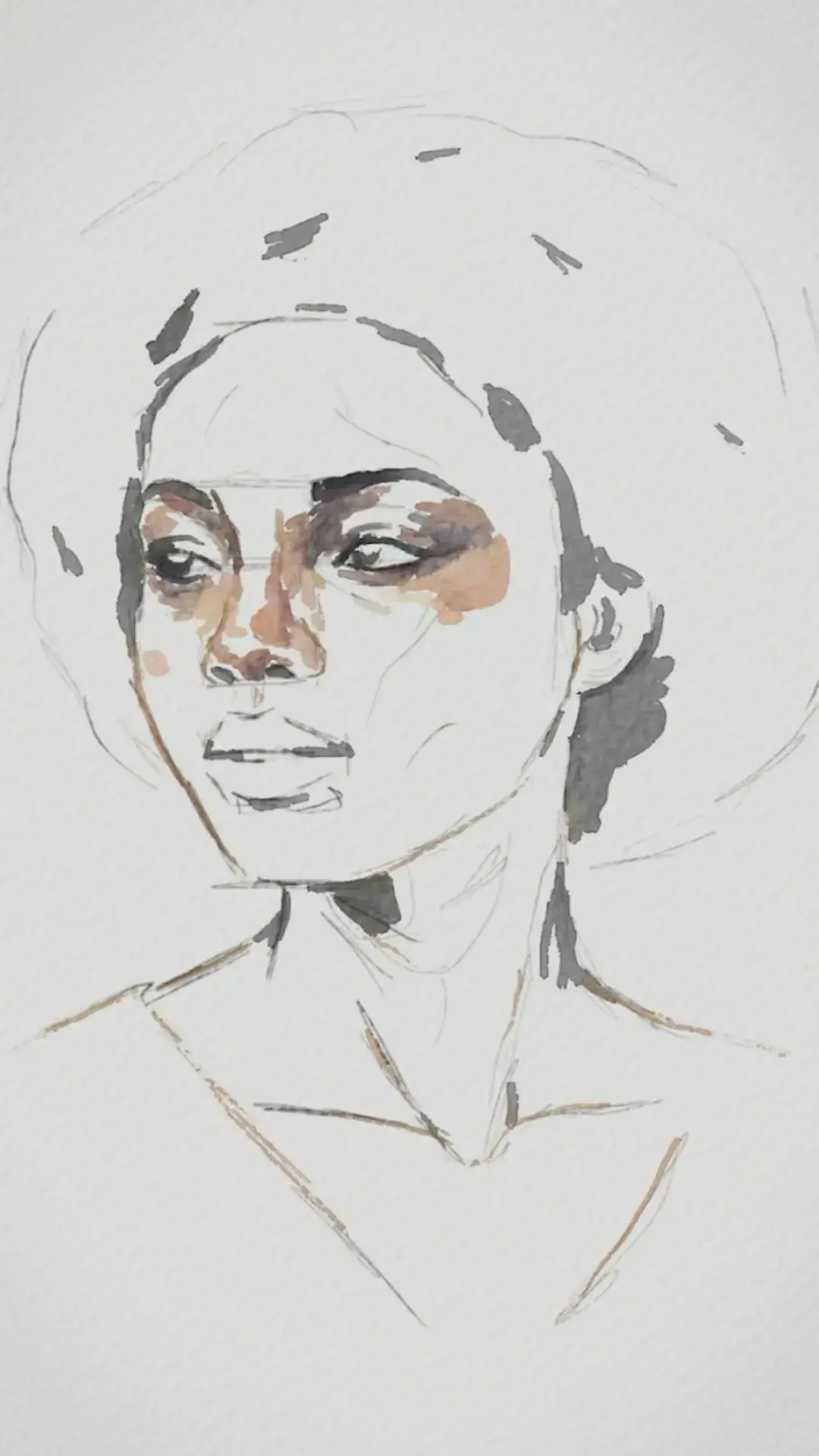 peindre la structure d’un portrait à l’aquarelle