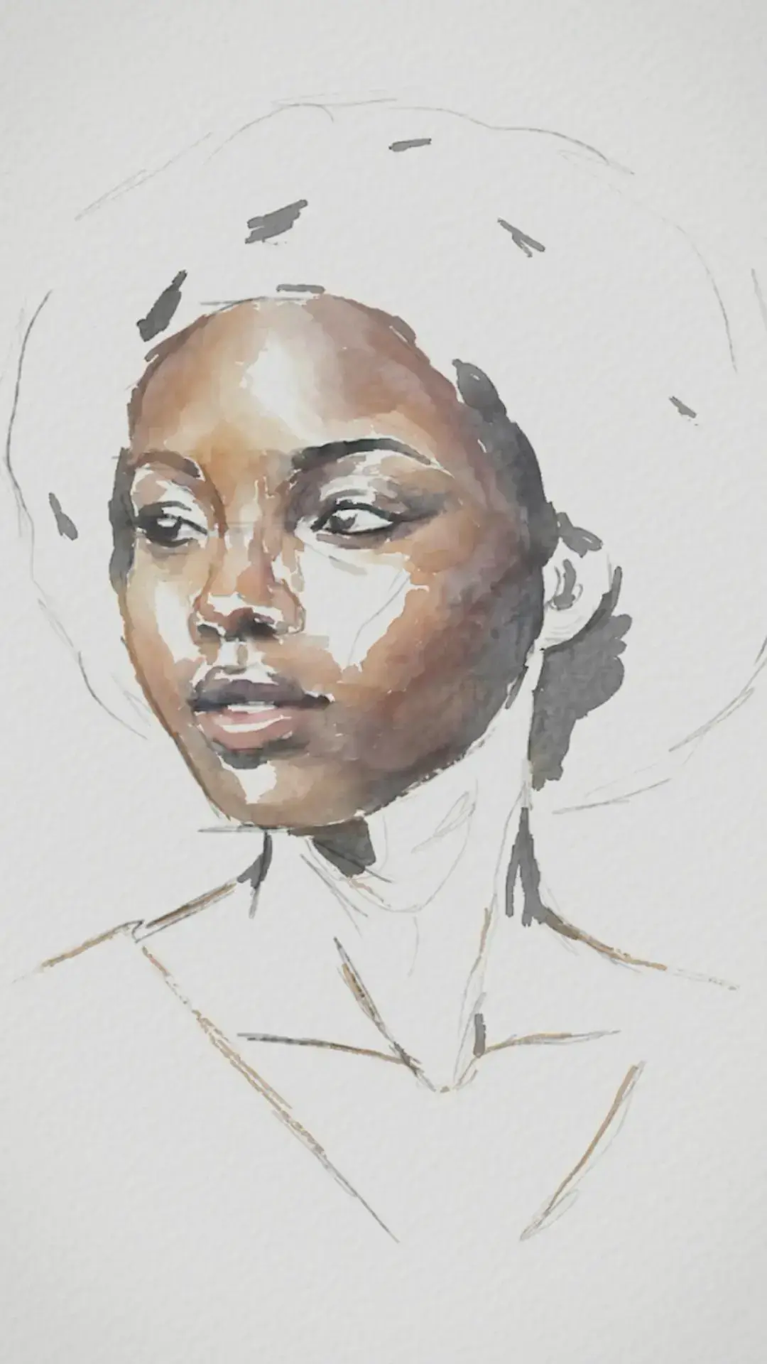 peindre les zones lumineuses d’un portrait à l’aquarelle