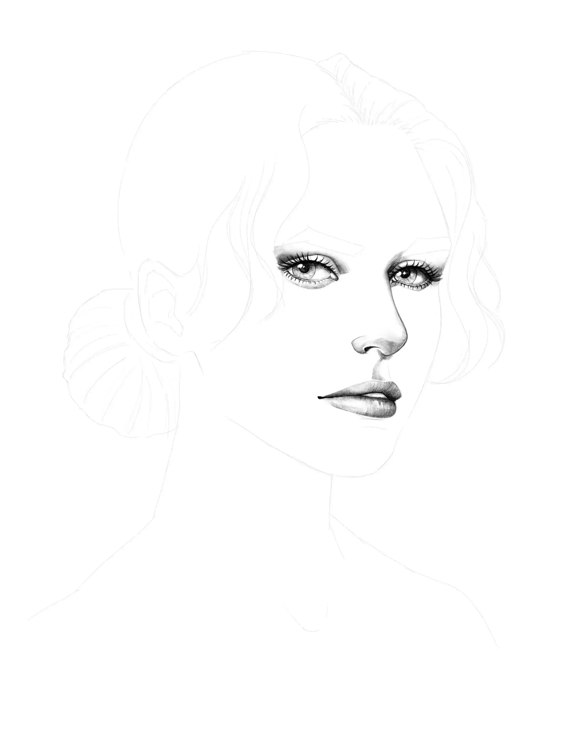 dessiner l’ombrage bouche d’un portrait au crayon