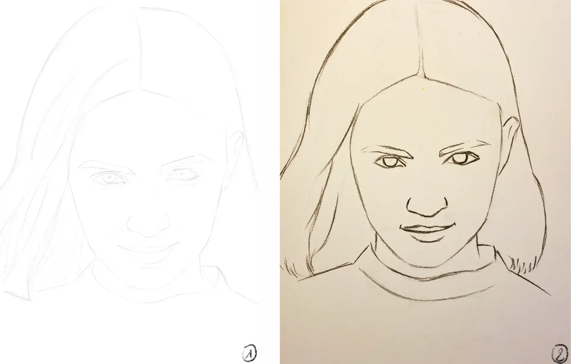 dessiner la base d’un portrait de femme au fusain