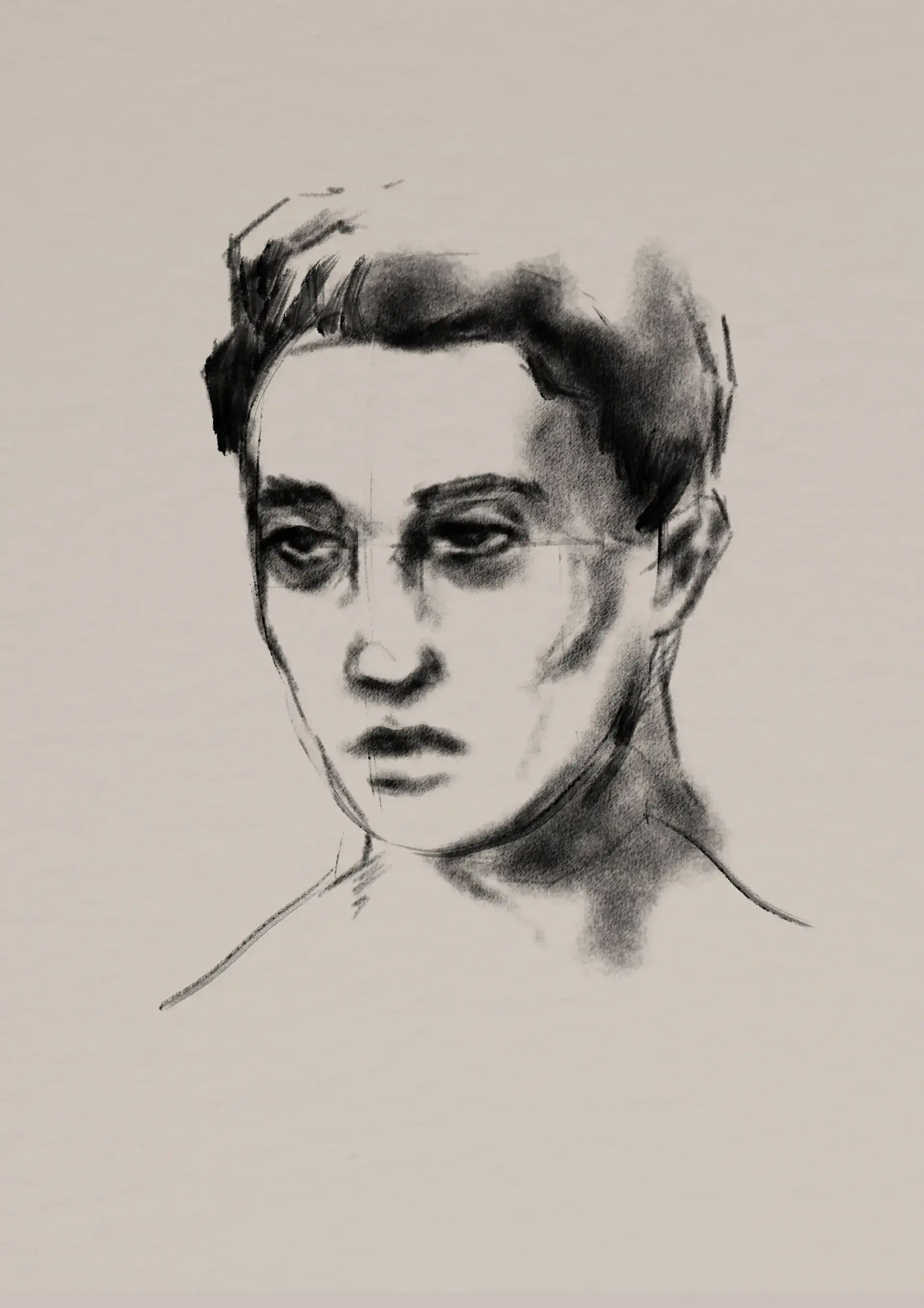 dessiner les zones de lumière d’un portrait au fusain