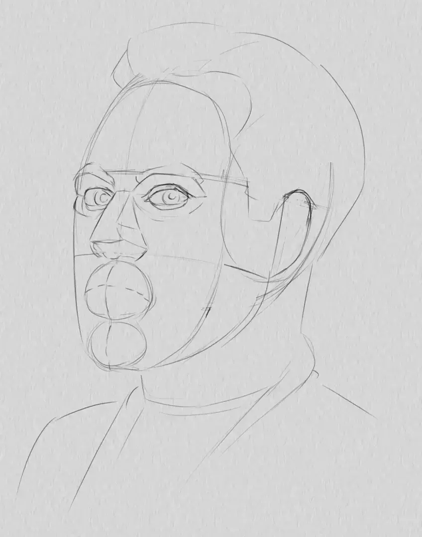 dessiner l’intérieur des yeux du portrait d’un homme