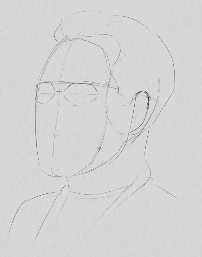 dessiner l’oreille du portrait d’un homme