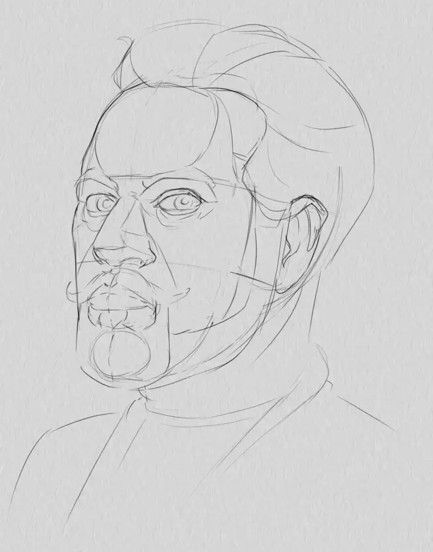 dessiner la pilosité du portrait d’un homme