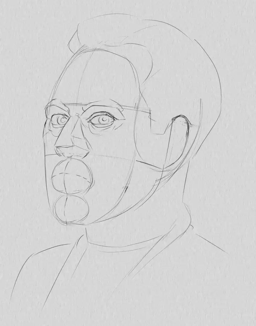 dessiner les rides du portrait d’un homme