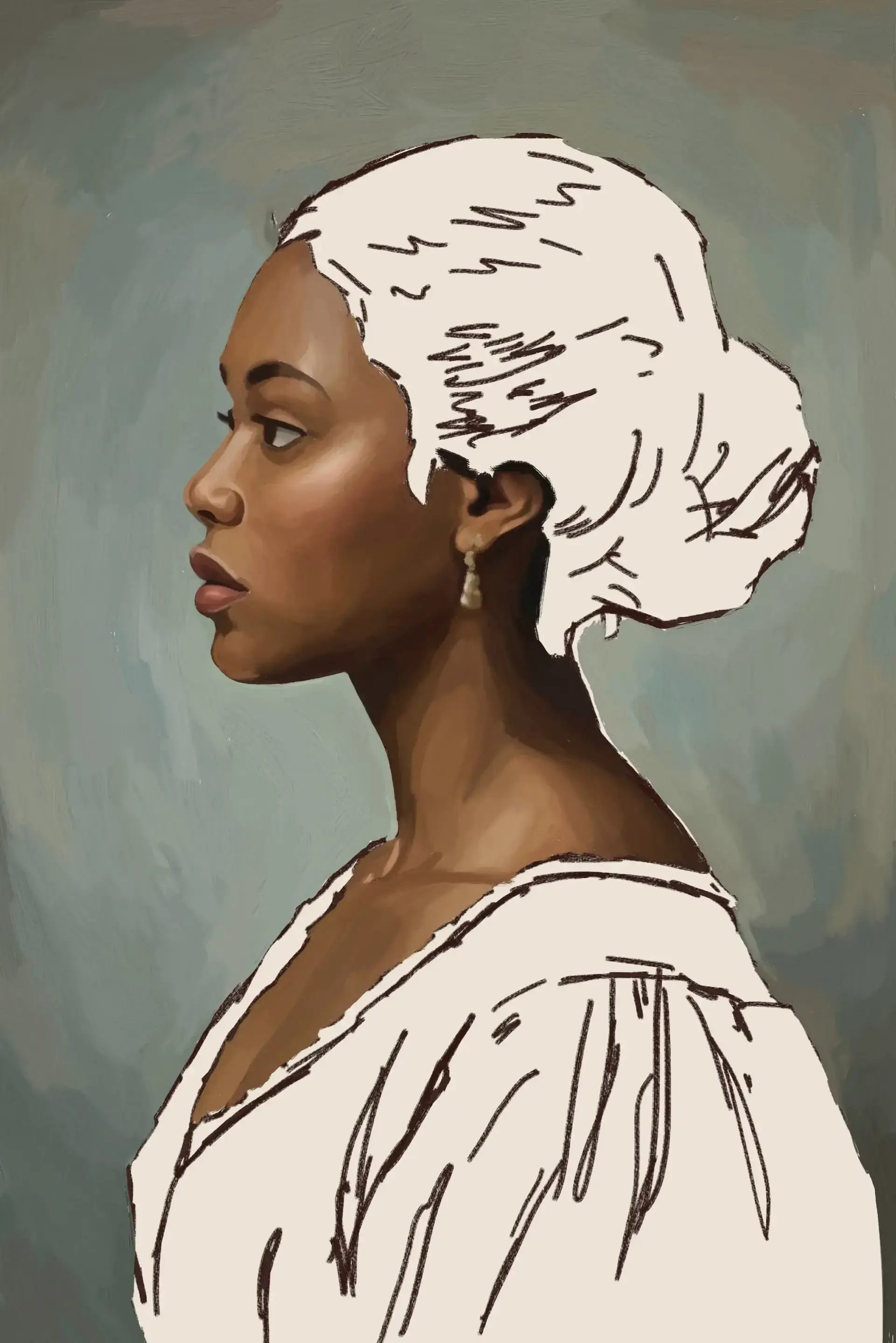dessiner l'arrière plan d’un portrait de profil