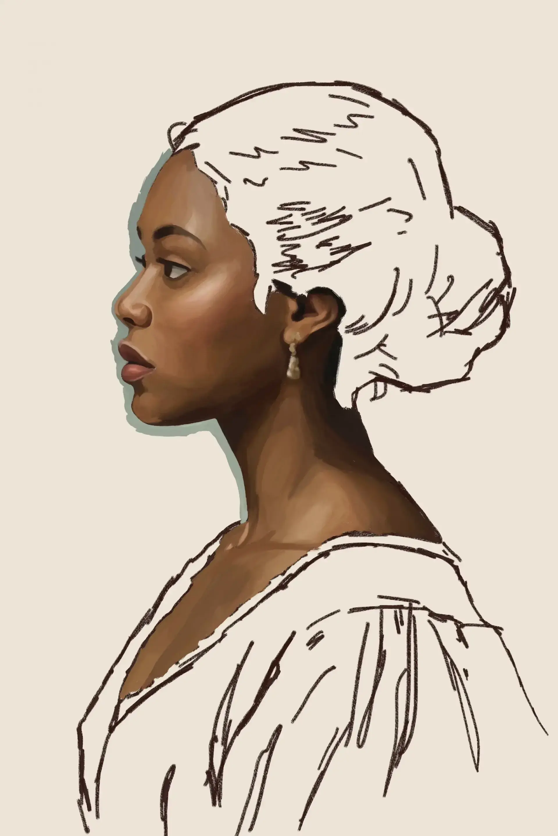 dessiner le cou d’un portrait de profil