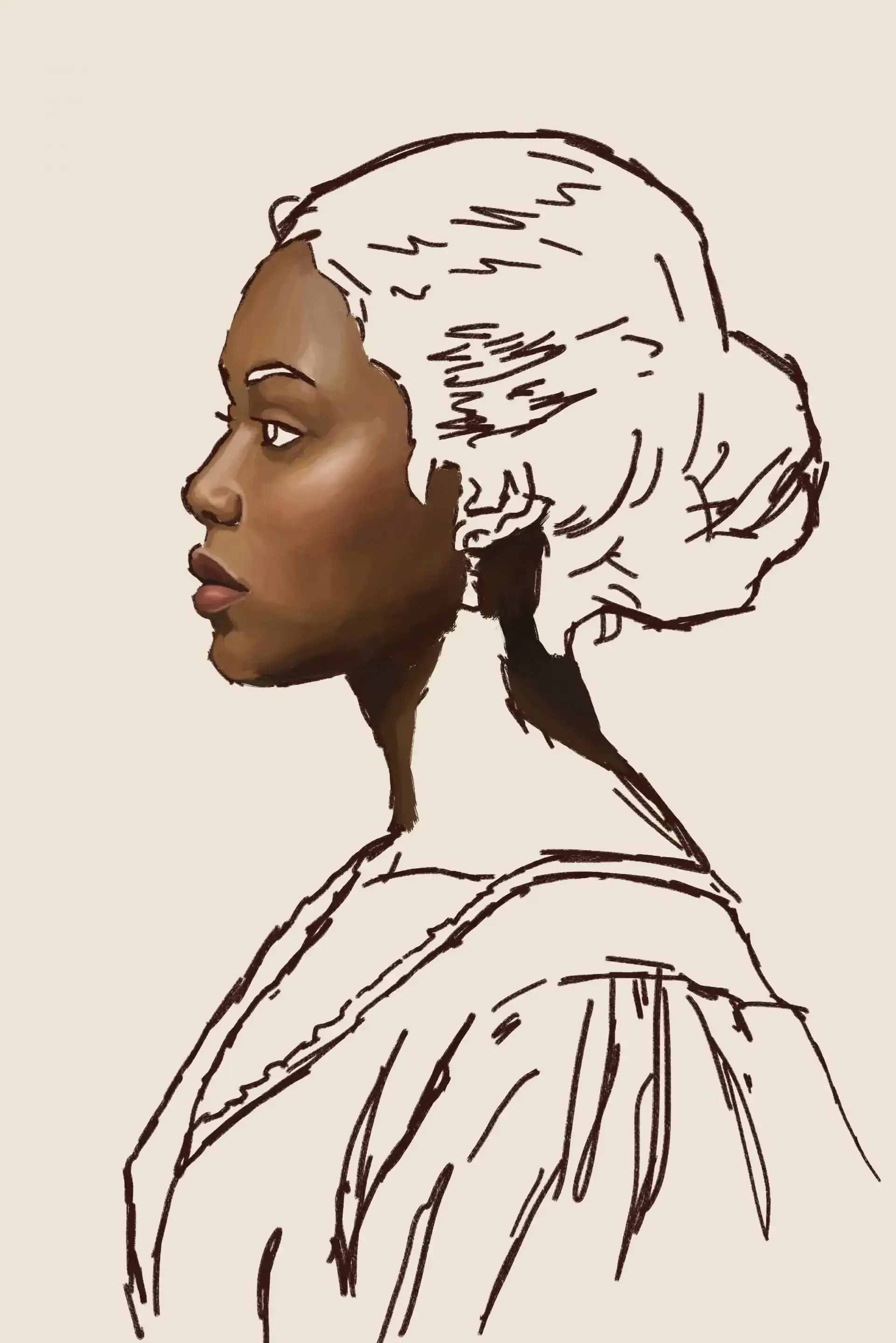 dessiner les lèvres d'un portrait de profil