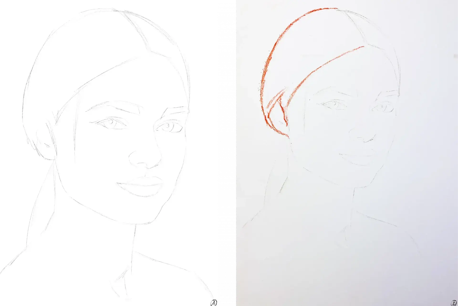 dessiner la base d’un portrait à la sanguine