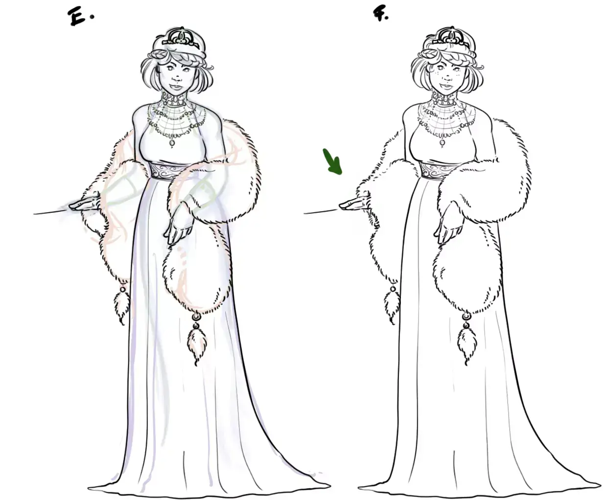dibujo de los detalles de una princesa