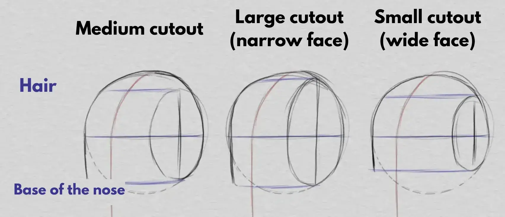 drawing referance lines for hair and face proportions