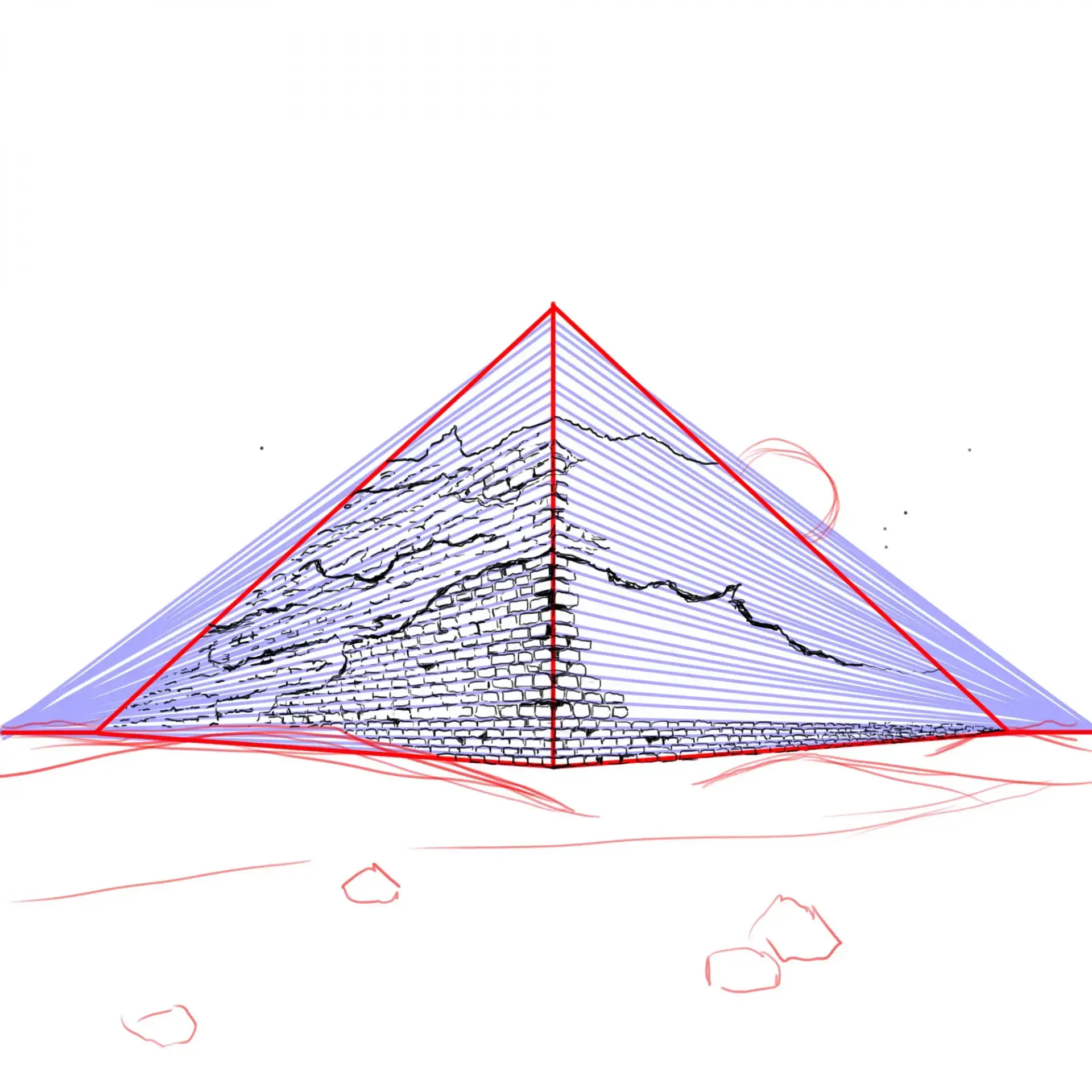 dessiner la face sombre d’une pyramide