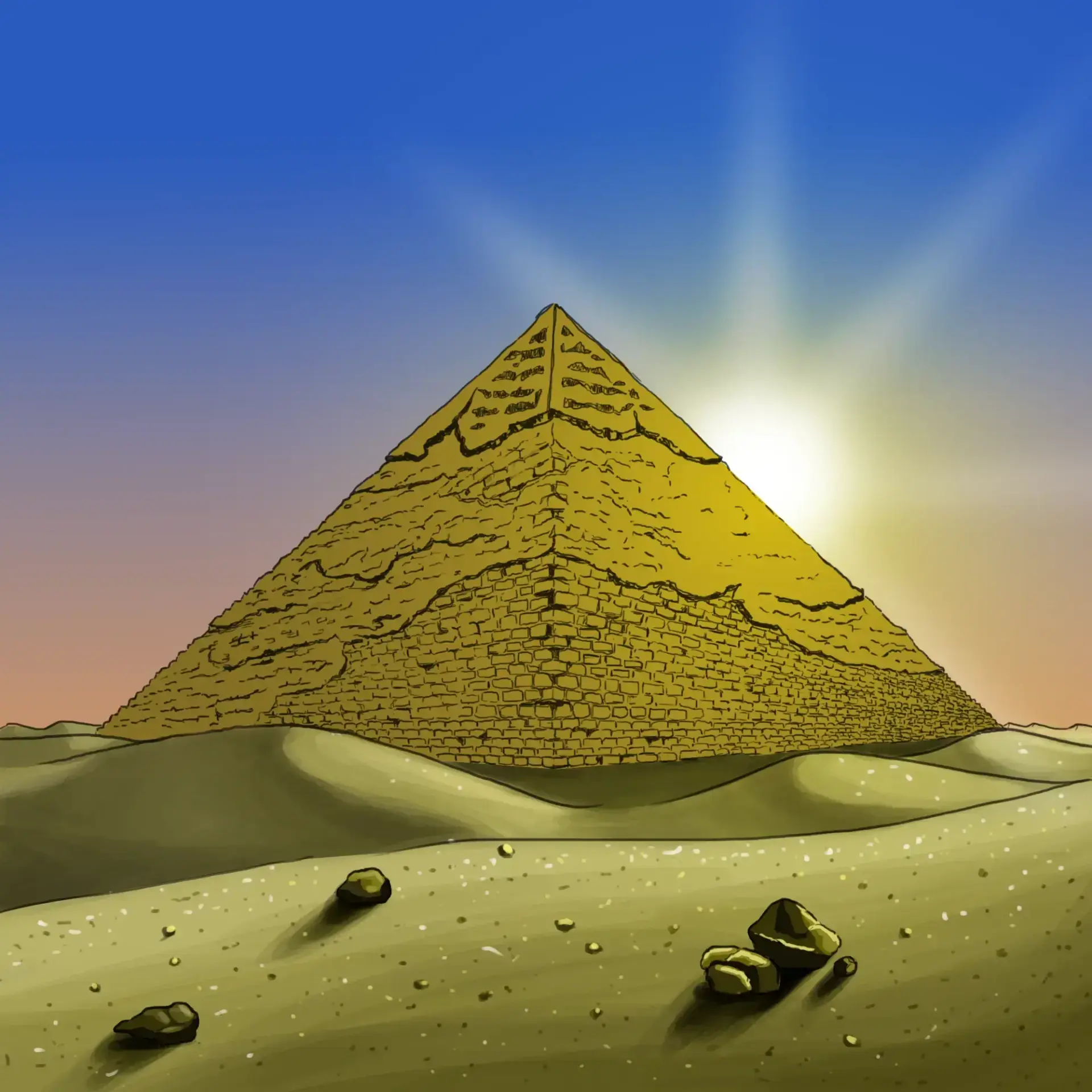 dessiner les rochers d’une pyramide