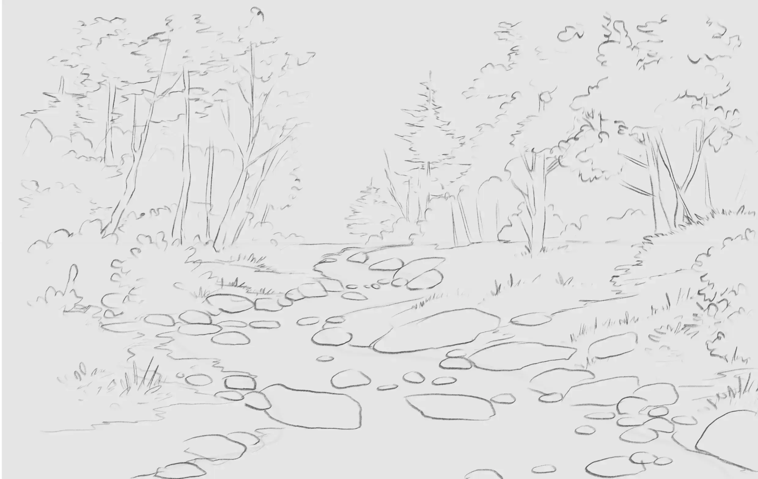 dessiner la nature aux abords d'une rivière