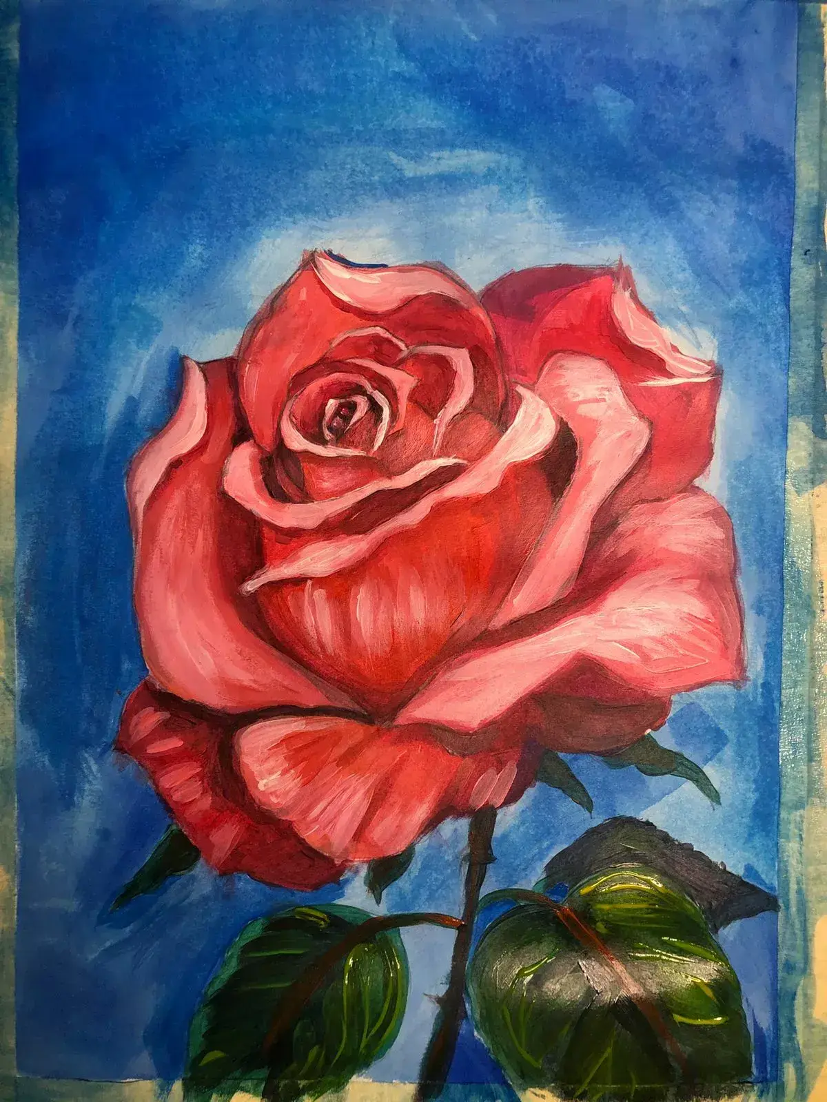 peindre les feuilles d’une rose à l’acrylique