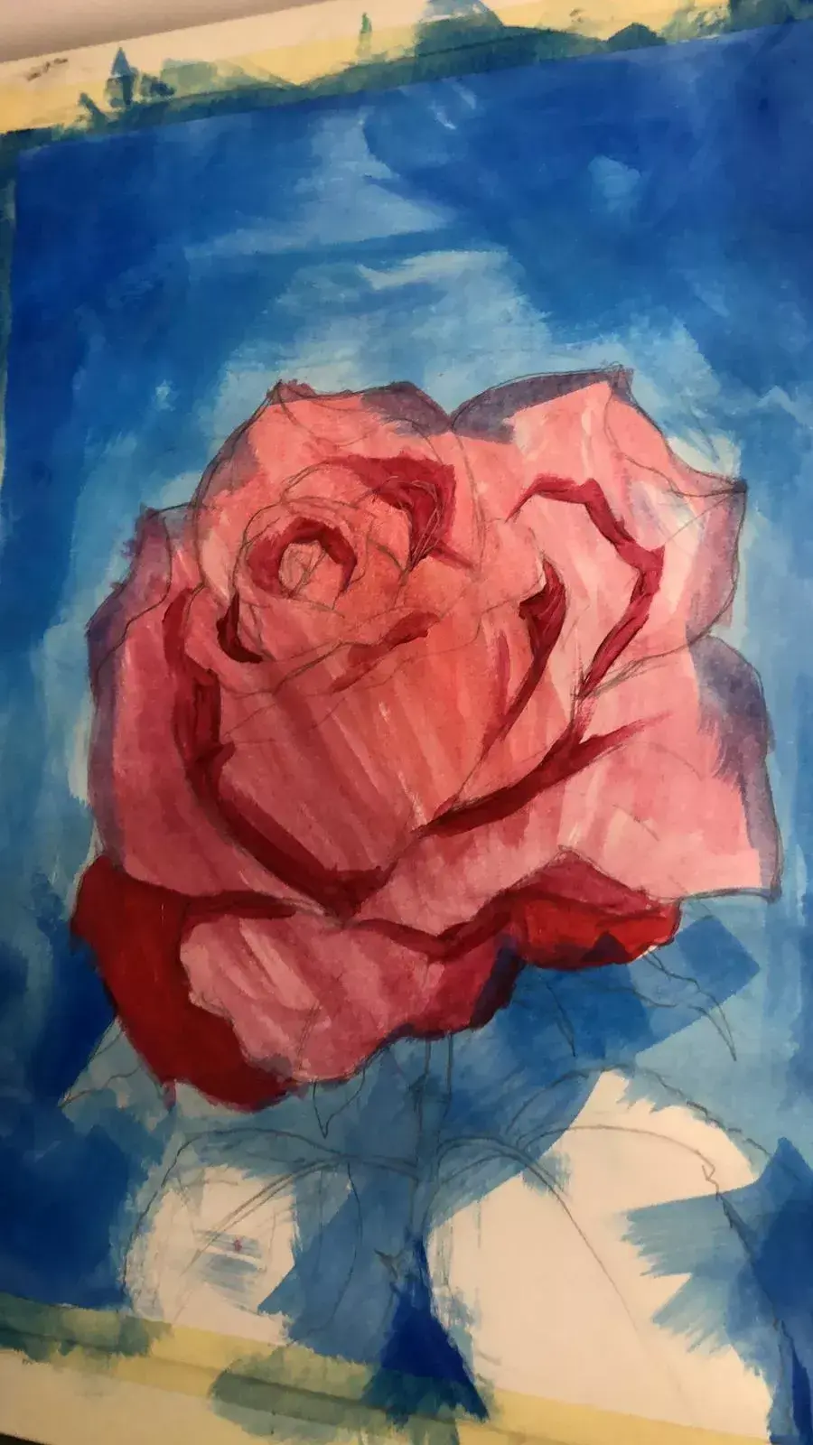 peindre les ombres d’une rose à l’acrylique