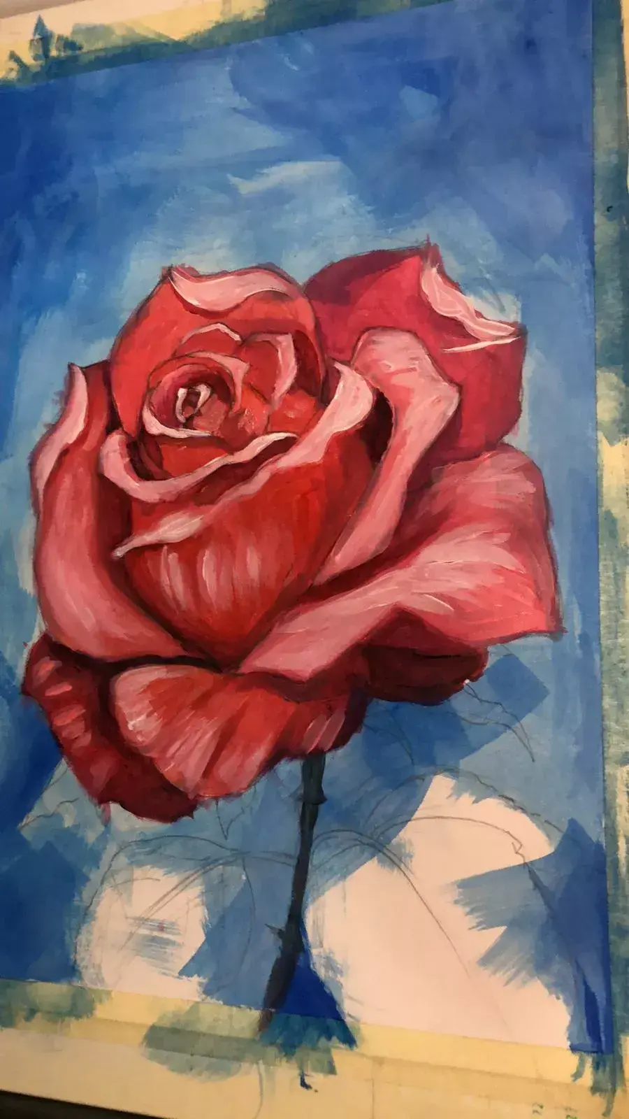 peindre les textures d’une rose à l’acrylique