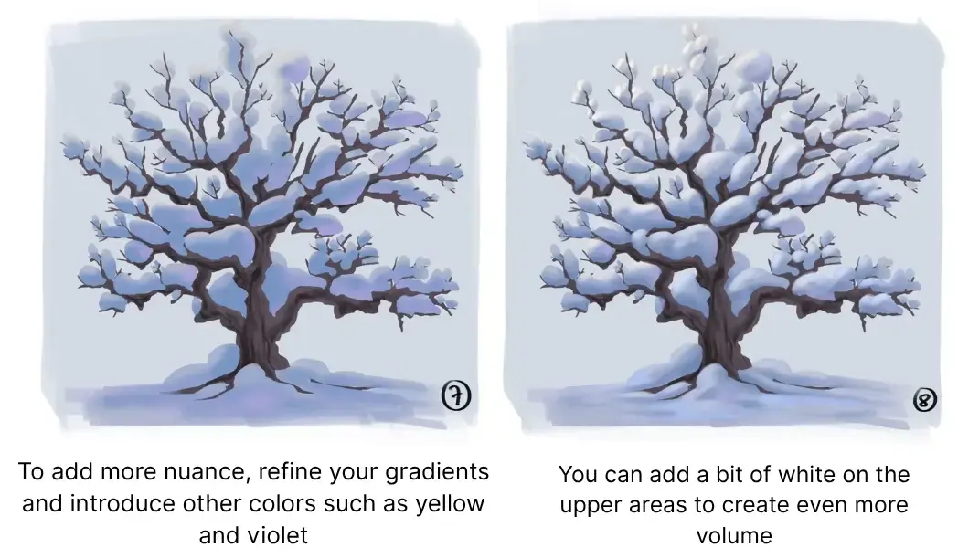 How to Draw a Snowy Tree