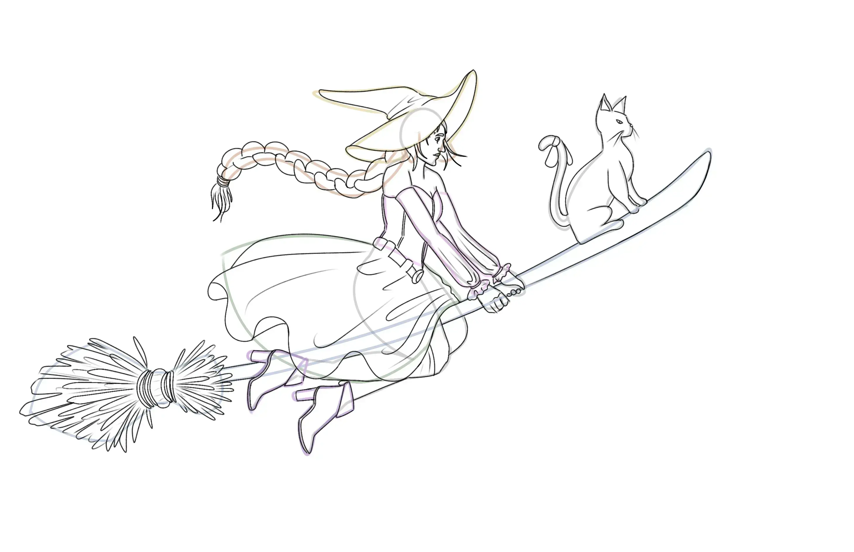 dessin du chat d’une sorcière