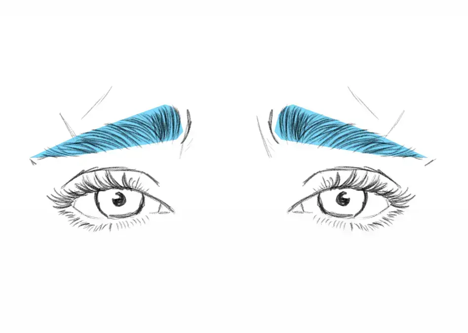 dessin de sourcils sur un visage triste