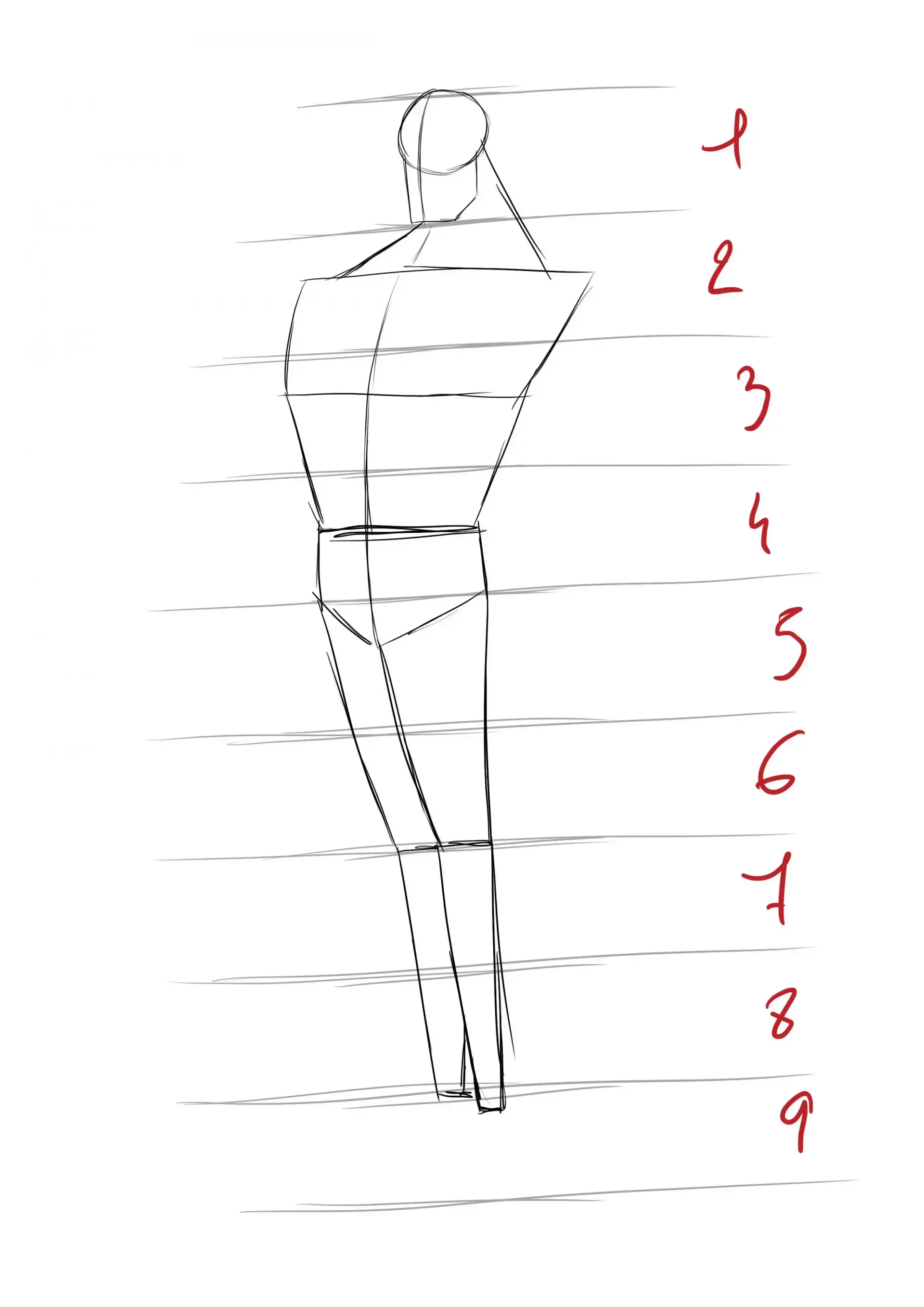 la base du dessin avec les jambes de superman