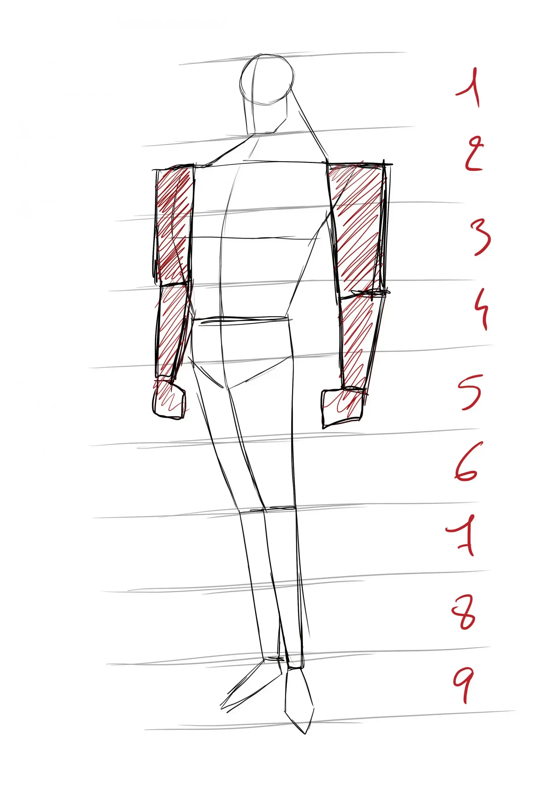 la base du dessin avec les mains de superman
