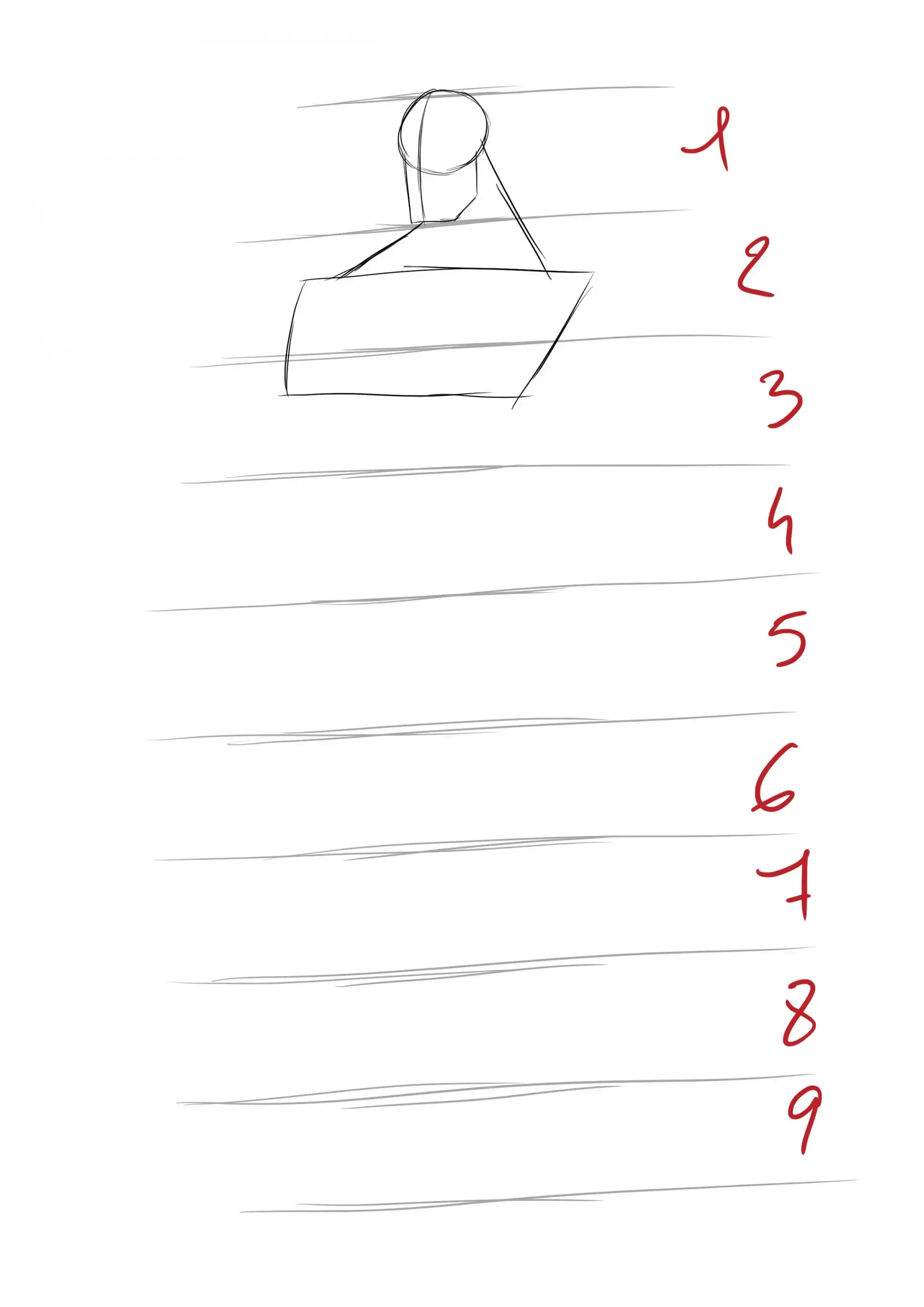 la base du dessin avec la tête de superman