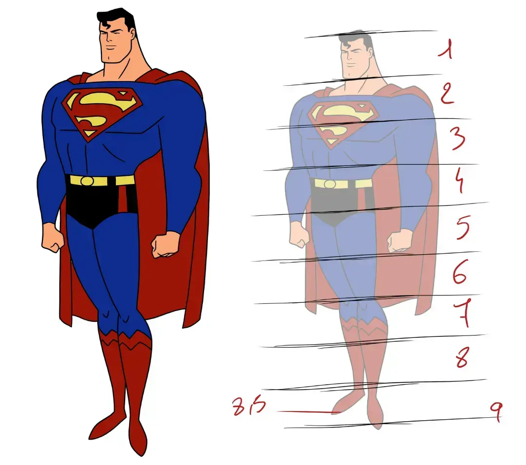 un dessin terminé du héros superman