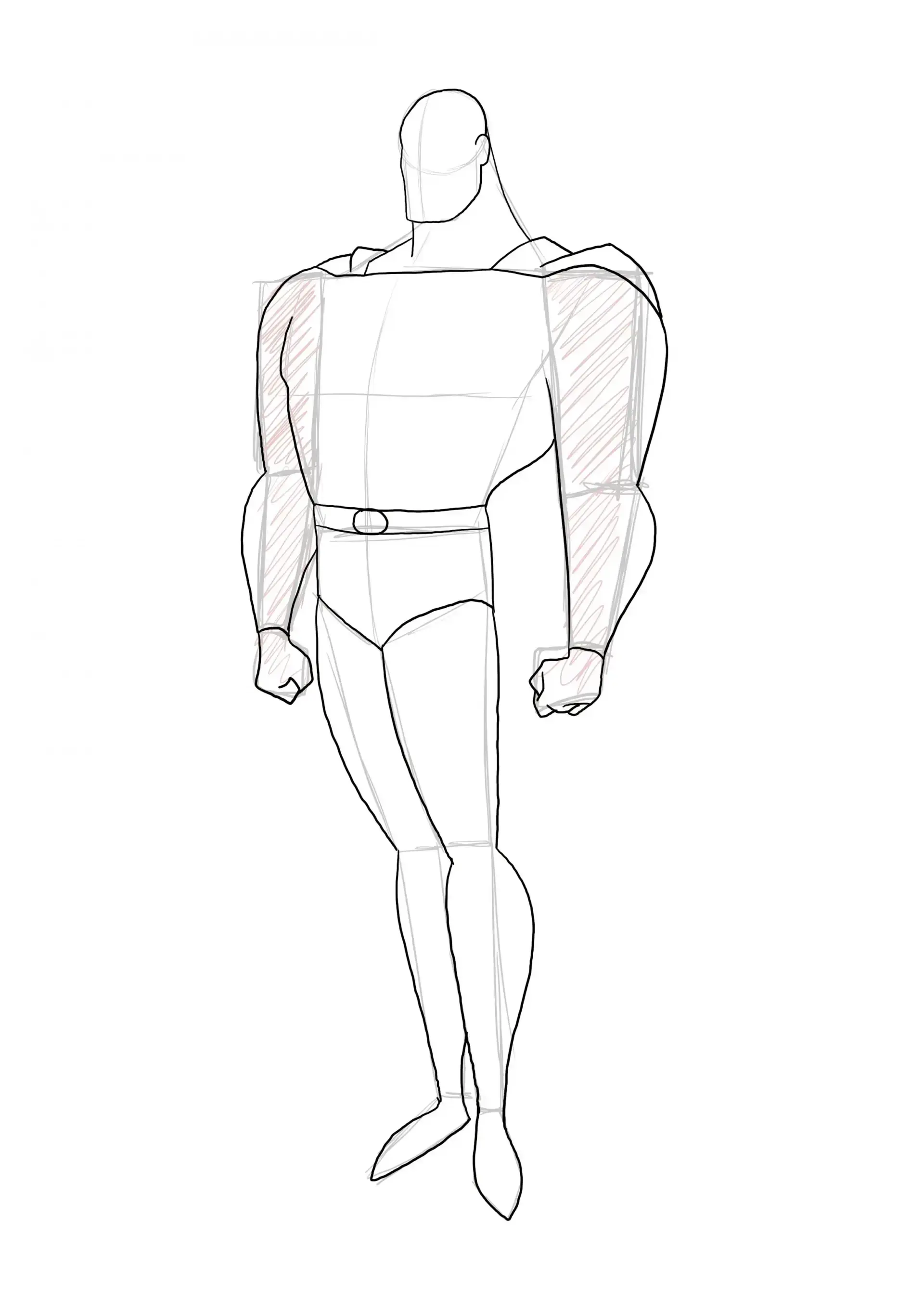dessiner la finition des jambes de superman