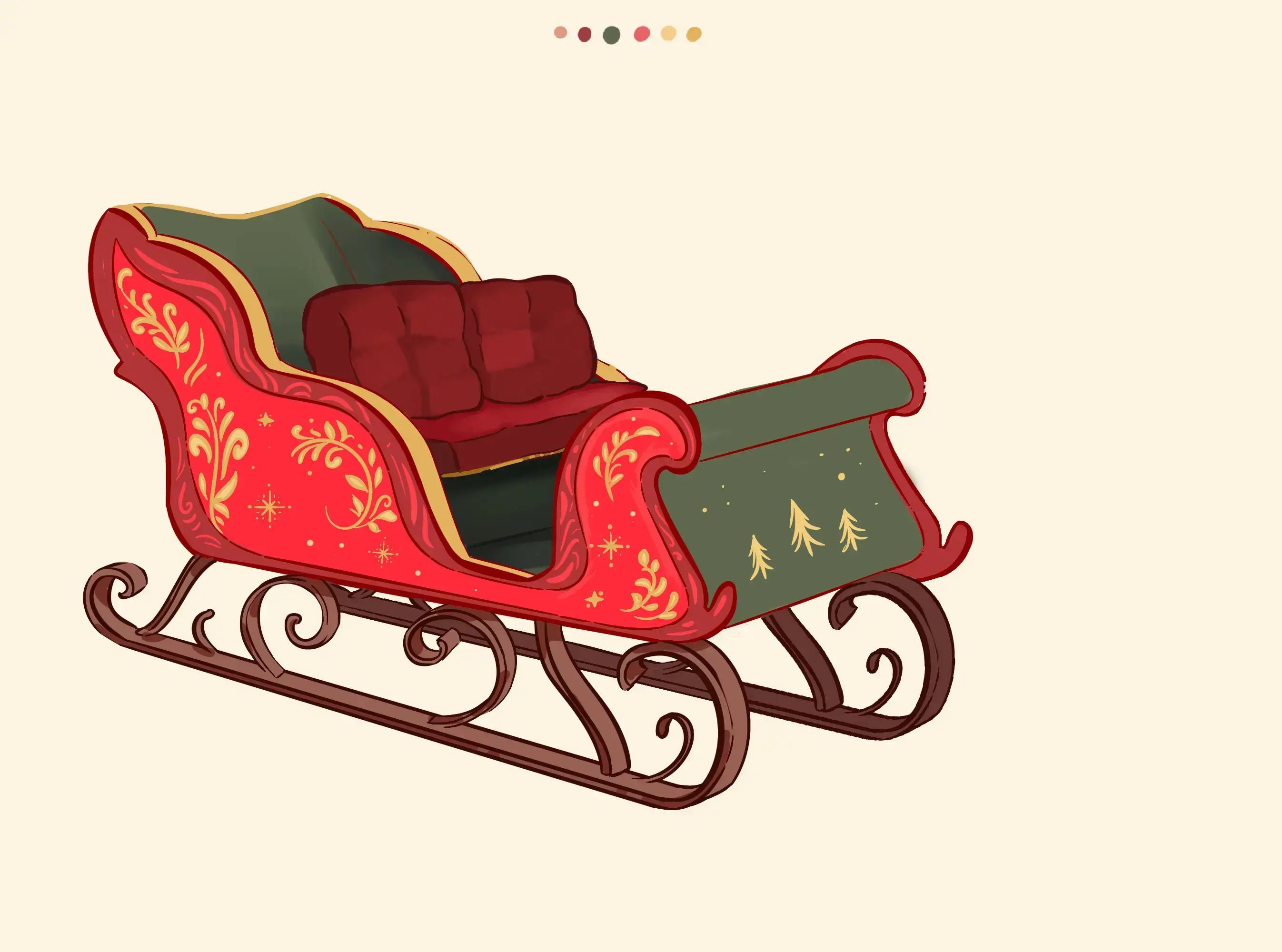 dessin en couleur des patins du traîneau de noël