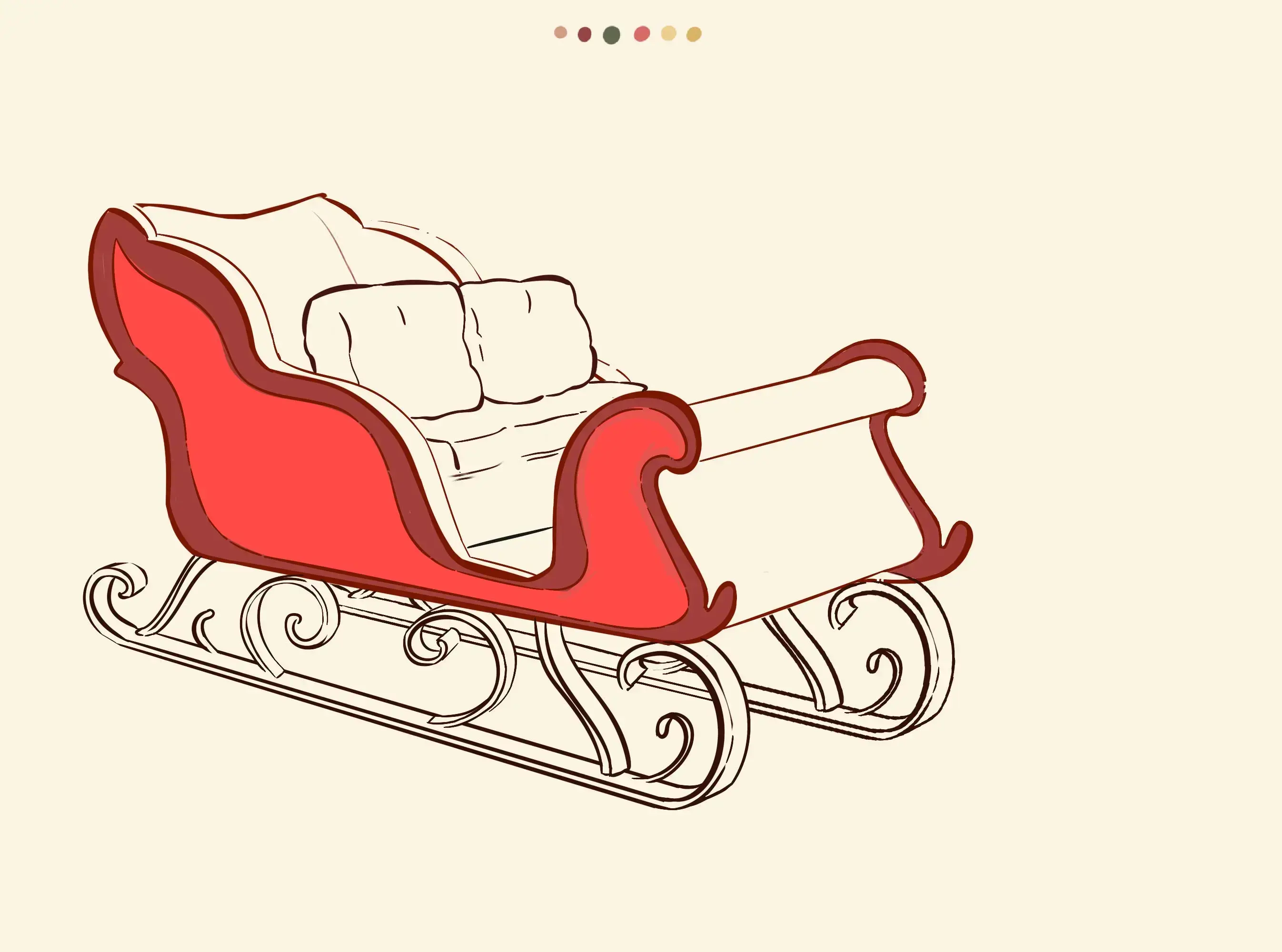 dessin de la couleur principale du traîneau de noël