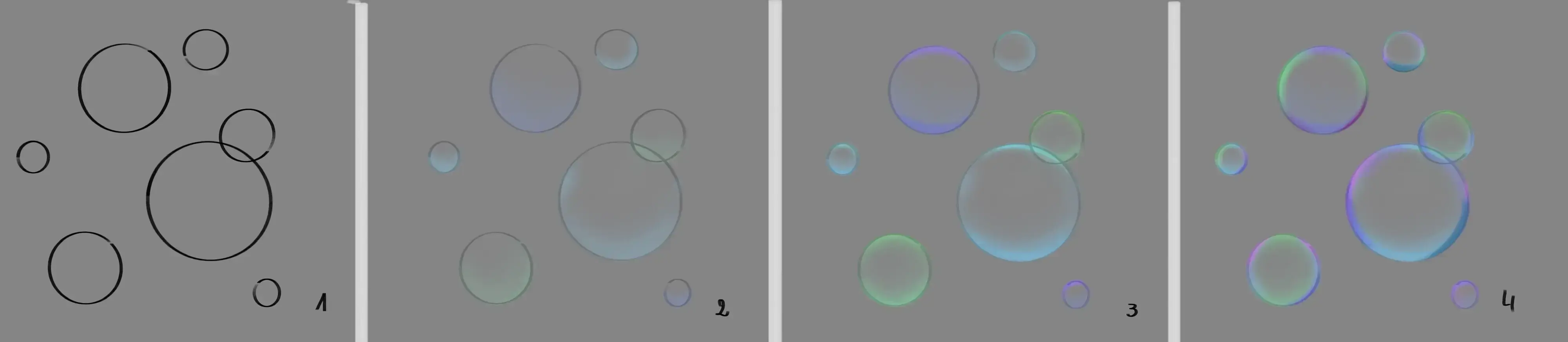 dessiner la base des bulles transparentes