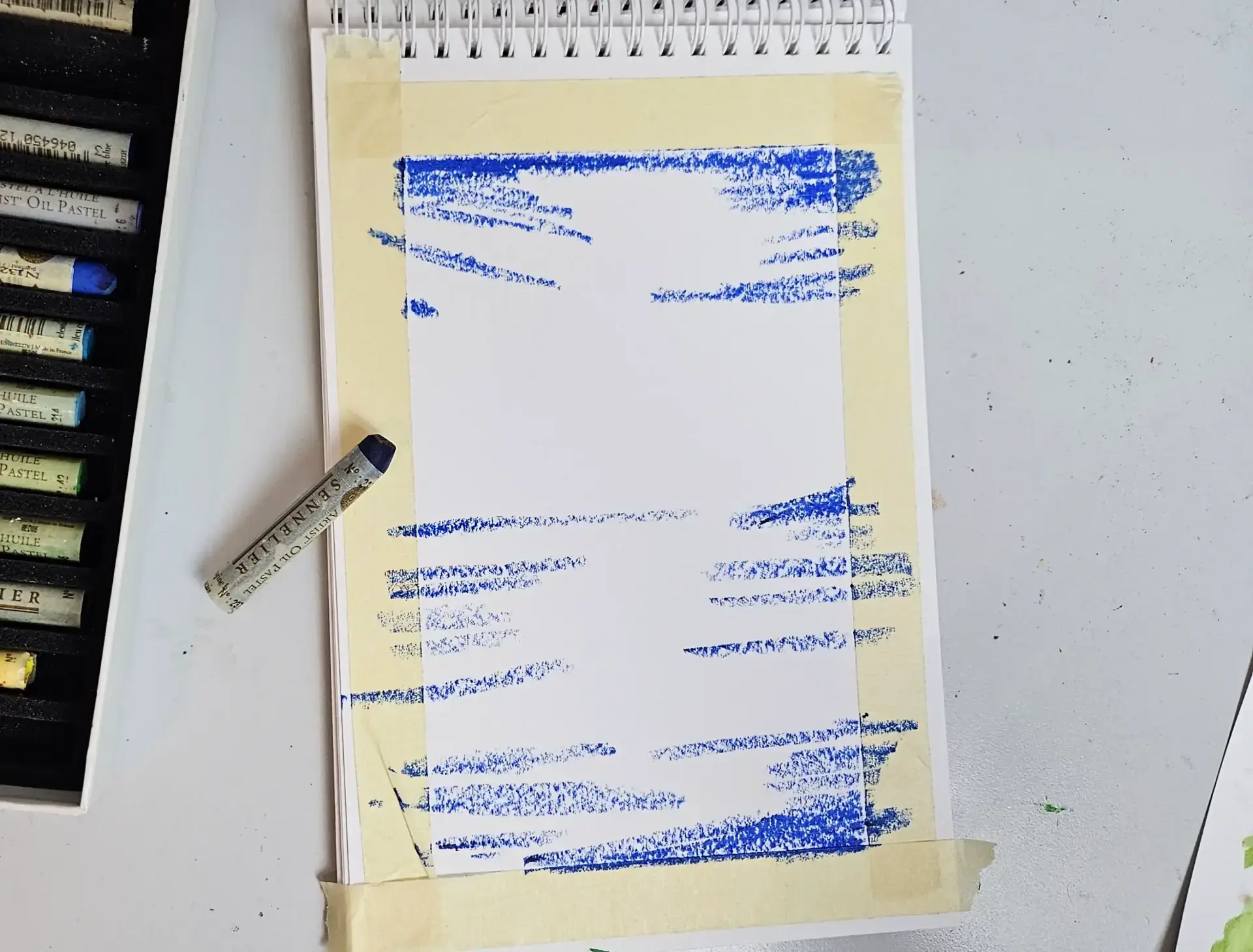 dessiner la base d’un coucher de soleil aux pastels à l’huile