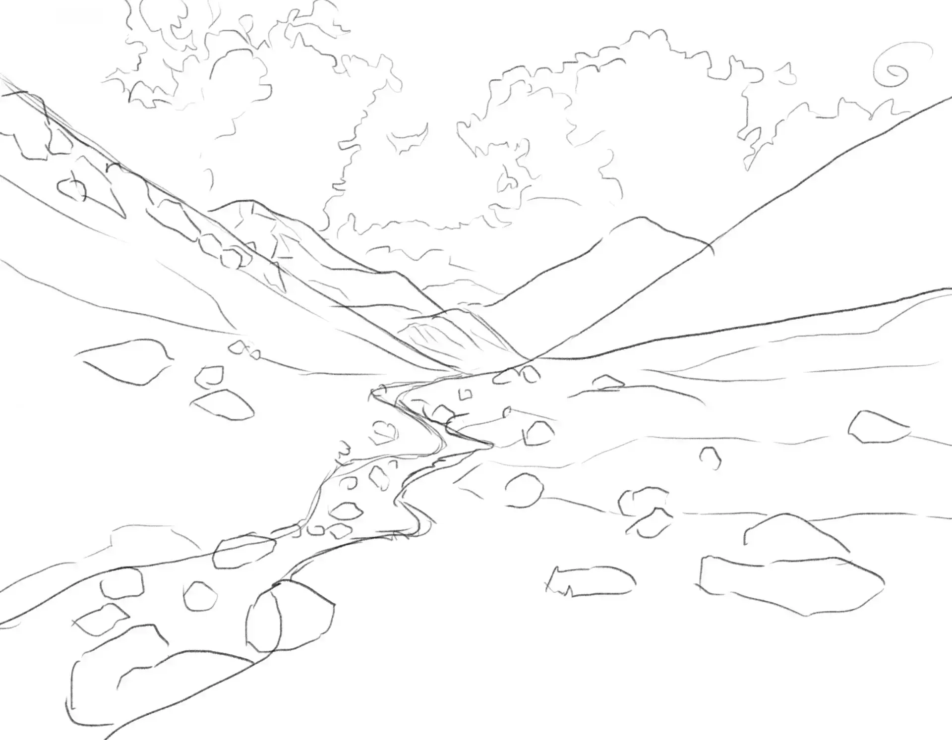 dessiner les nuages d’une vallée