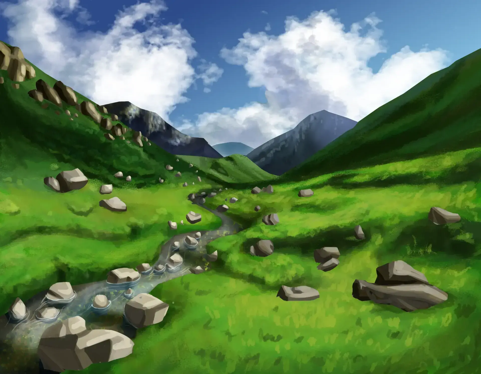 dessiner la rivière d'une vallée