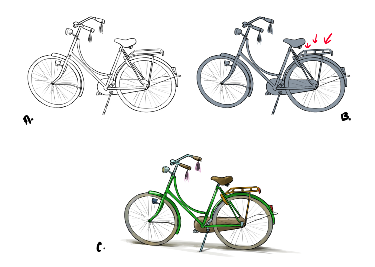 Cómo dibujar una bicicleta