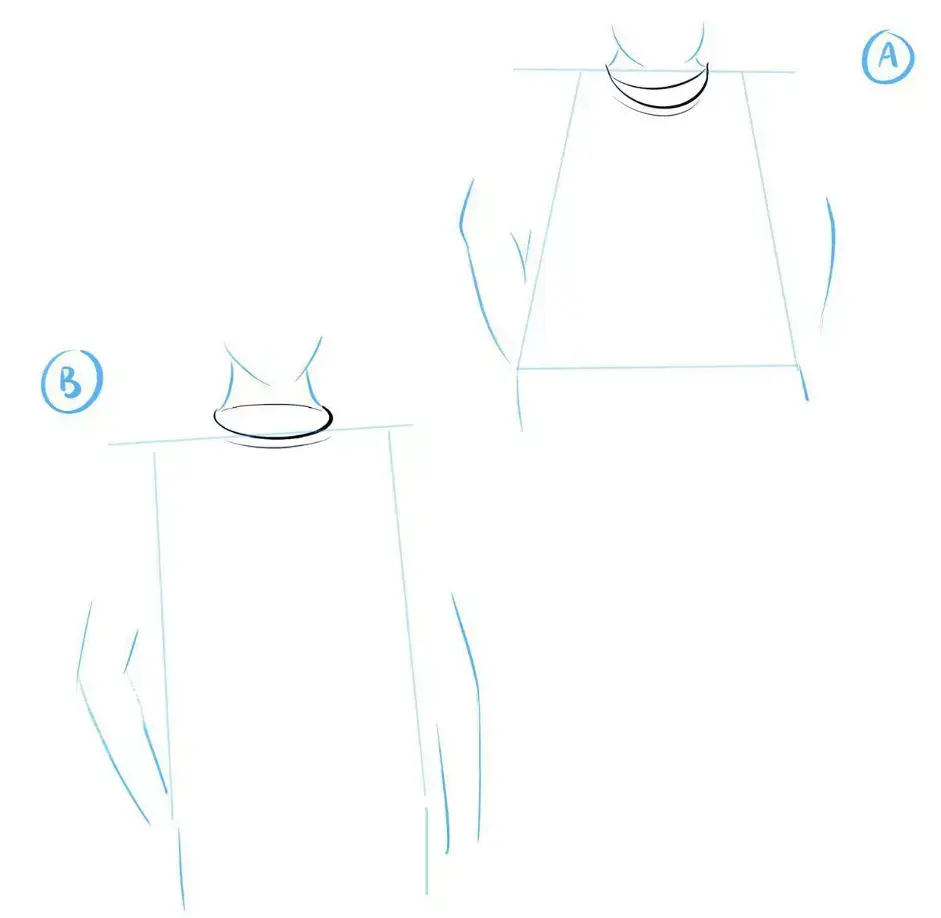 drawing of a t-shirt collar