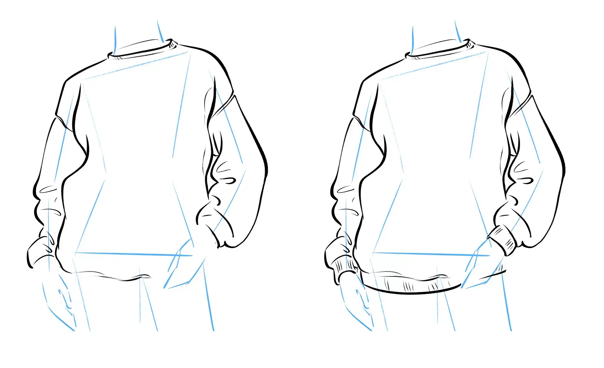 Draw the sleeves of the sweatshirt