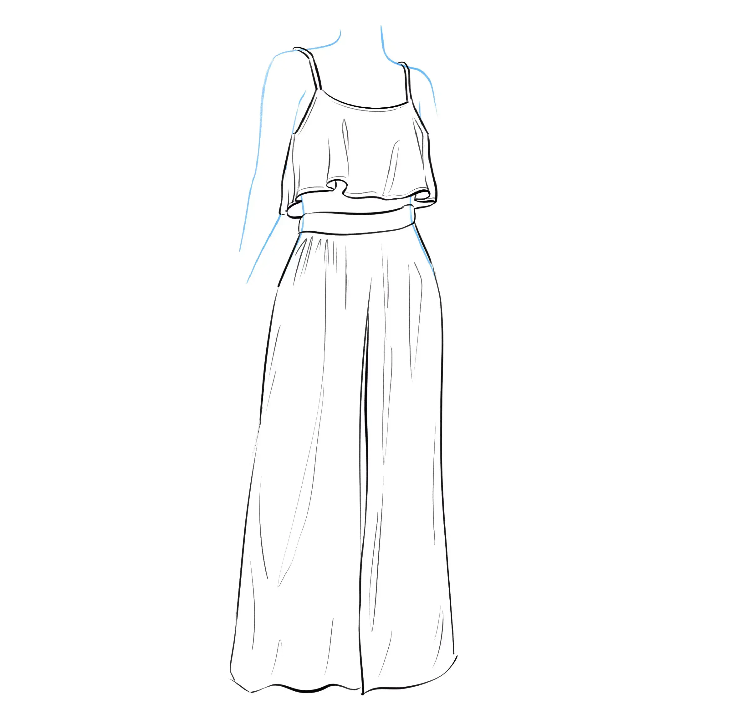 drawing of the trouser folds