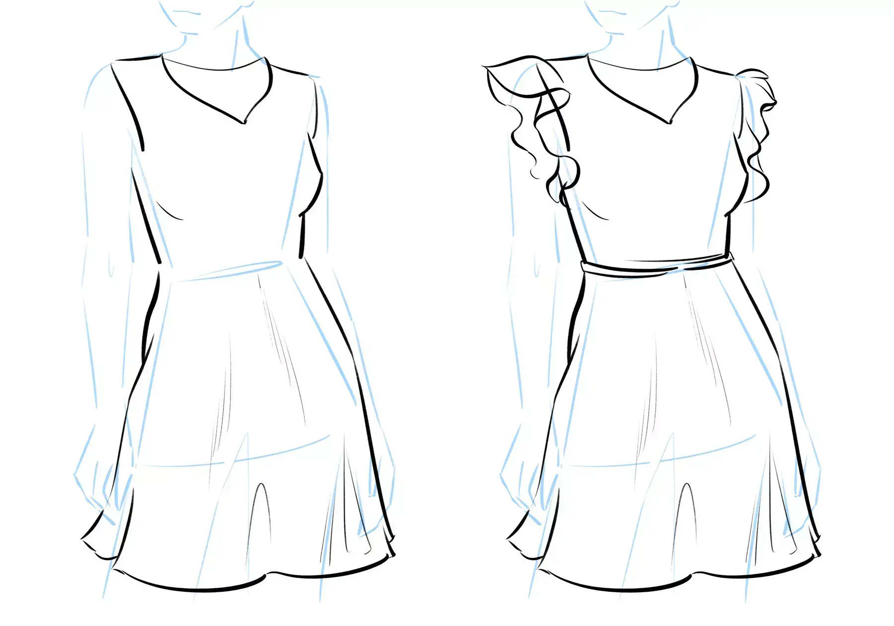 drawing of the chest of a dress