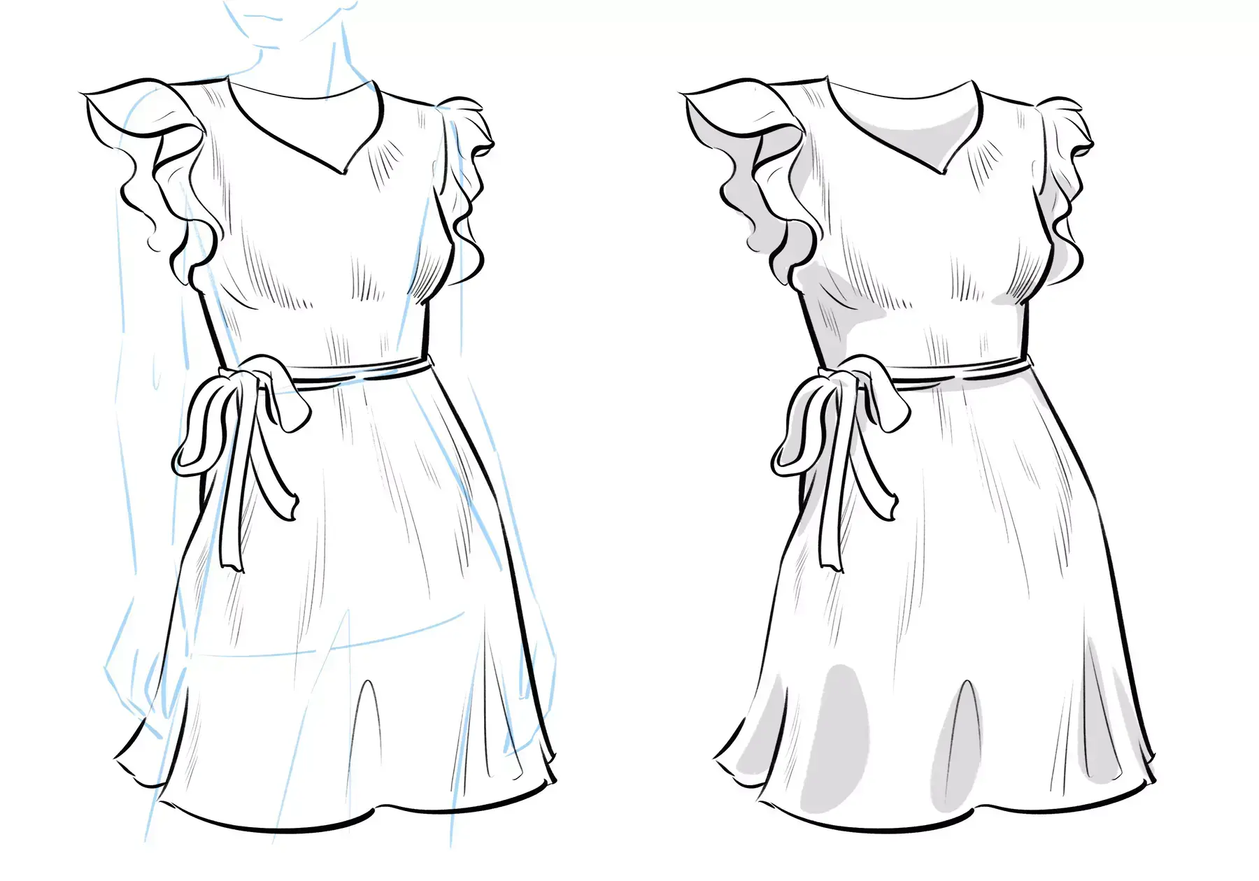 drawing of a dress