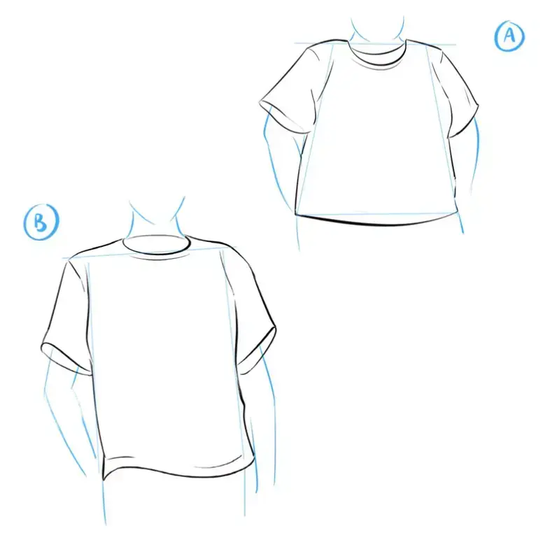 drawing of the sleeves of a t-shirt