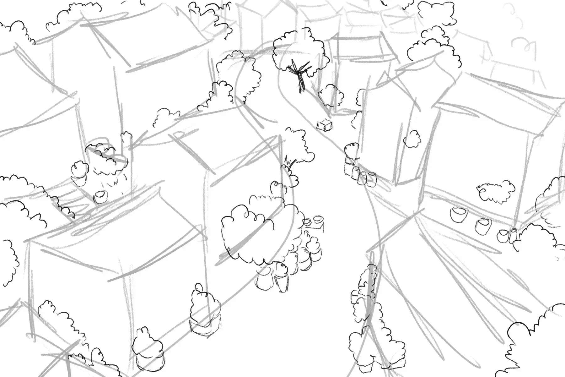 dessiner les détails d’un village
