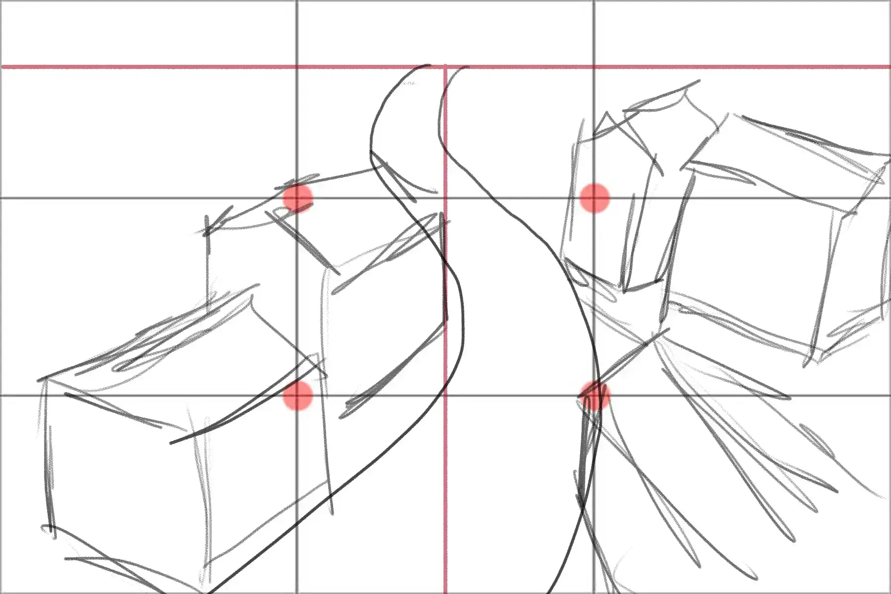 dessiner les maisons d’un village