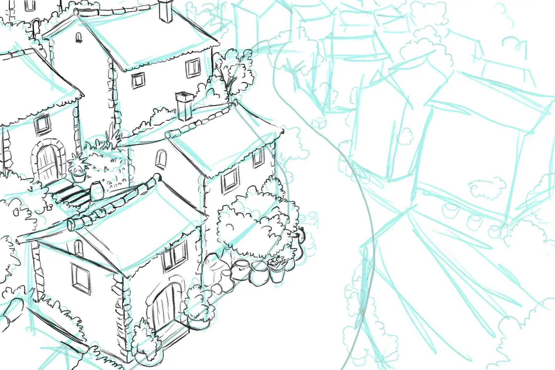 dessiner la rue d’un village