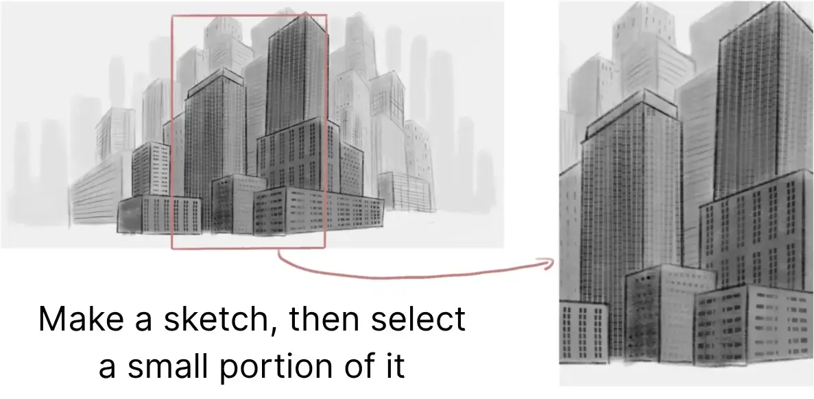 sketch of a city in perspective