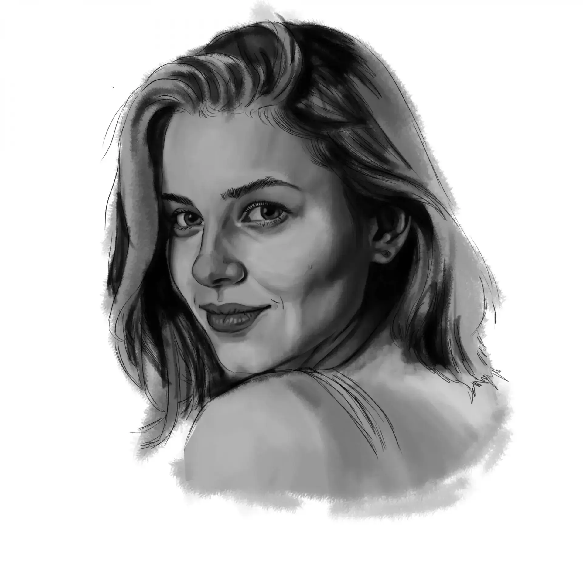 dessiner les joues d’un visage en noir et blanc